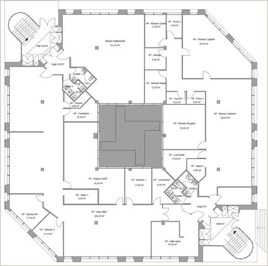 Location Bureaux récents 1254 m² divisibles à partir de 156 m²