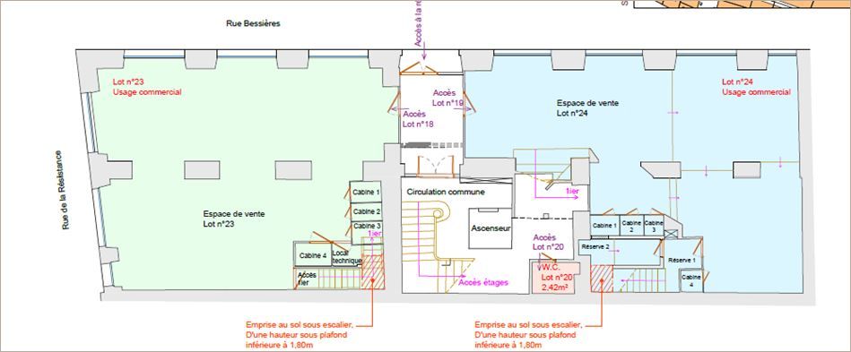 Location Commerce/boutique 187 m² non divisibles