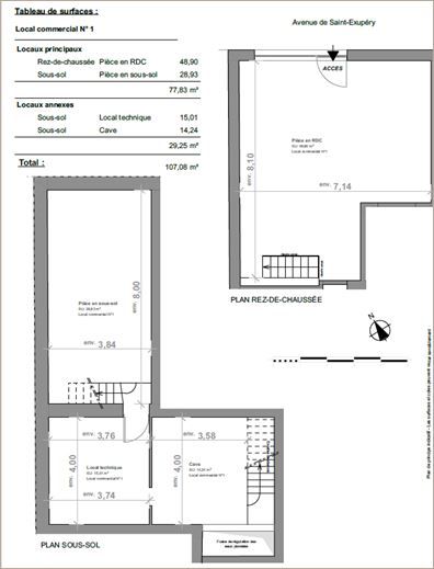 Location Commerce/boutique 80 m² non divisibles