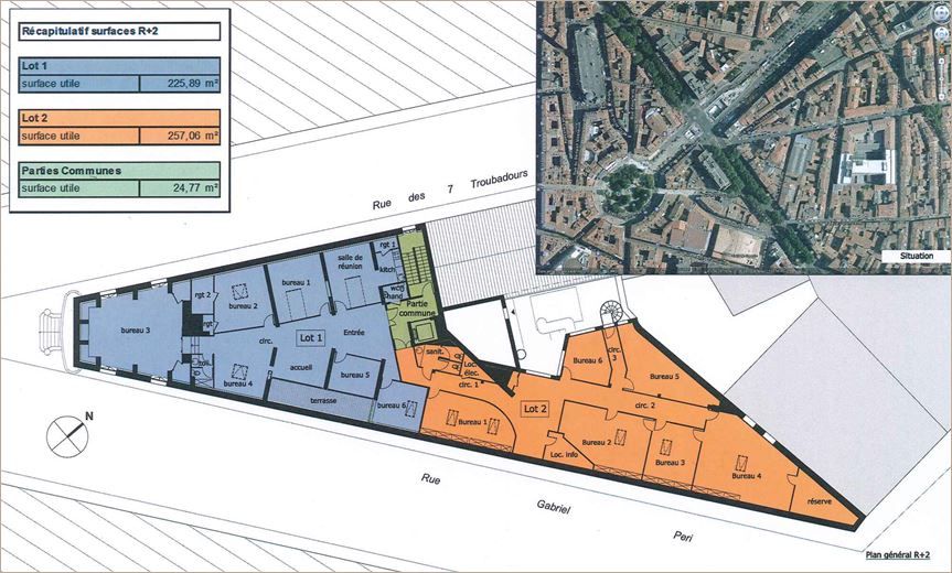 Location Bureaux récents 248 m² non divisibles