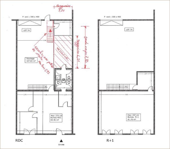 Location Locaux d'activité 303 m² non divisibles