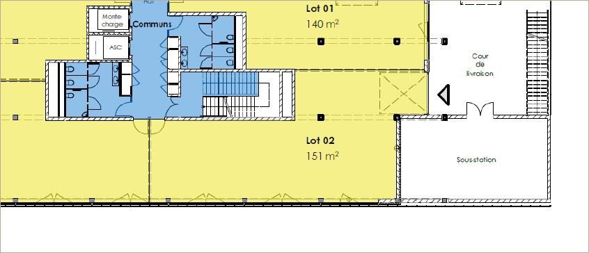 Location Locaux d'activité 151 m² non divisibles