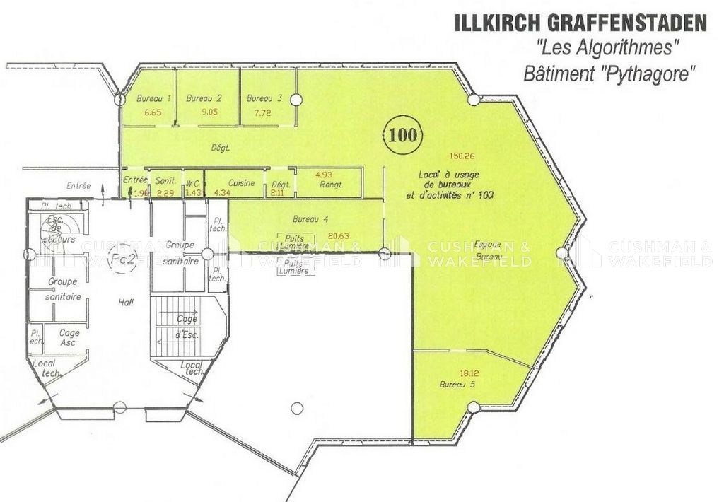 Location bureaux 280 m² non divisibles