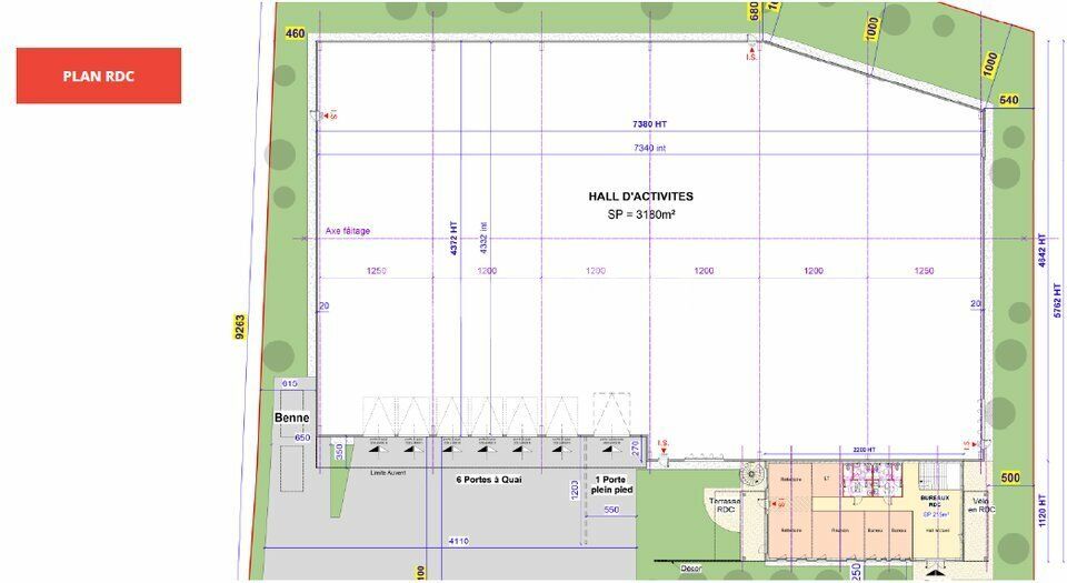 Location local d''activites 3643 m² non divisibles