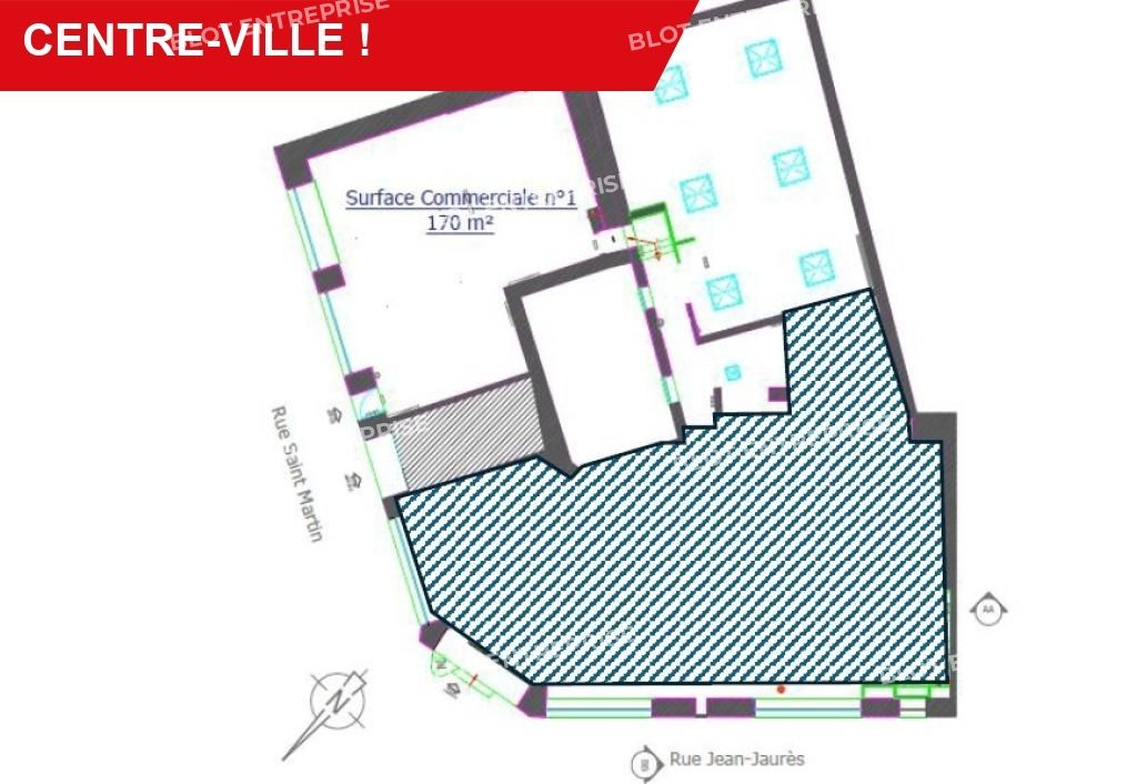 Location local commercial 170 m² non divisibles