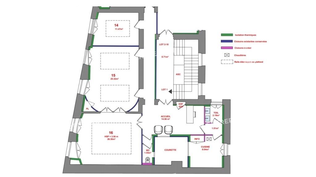 Vente bureaux 118 m² non divisibles