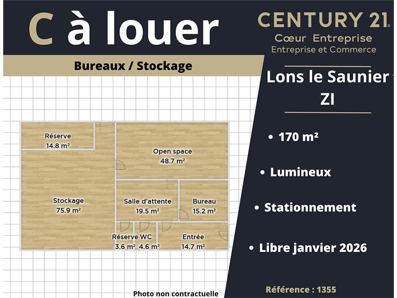 Location bureaux 170.00 m² à LONS LE SAUNIER
