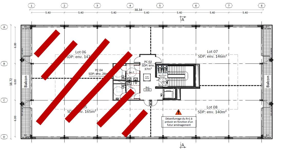 Vente bureaux 359.30 m² non divisibles