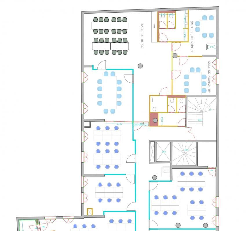 Location bureaux 275 m² non divisibles