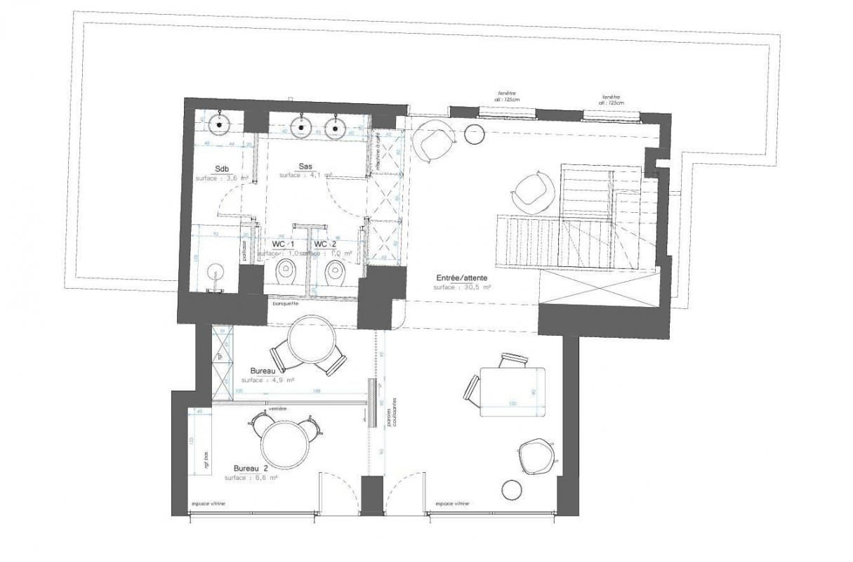 Location bureaux 206 m² non divisibles