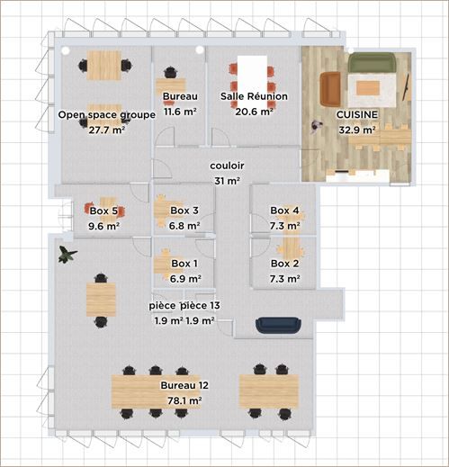 Location Bureaux récents 299 m² non divisibles
