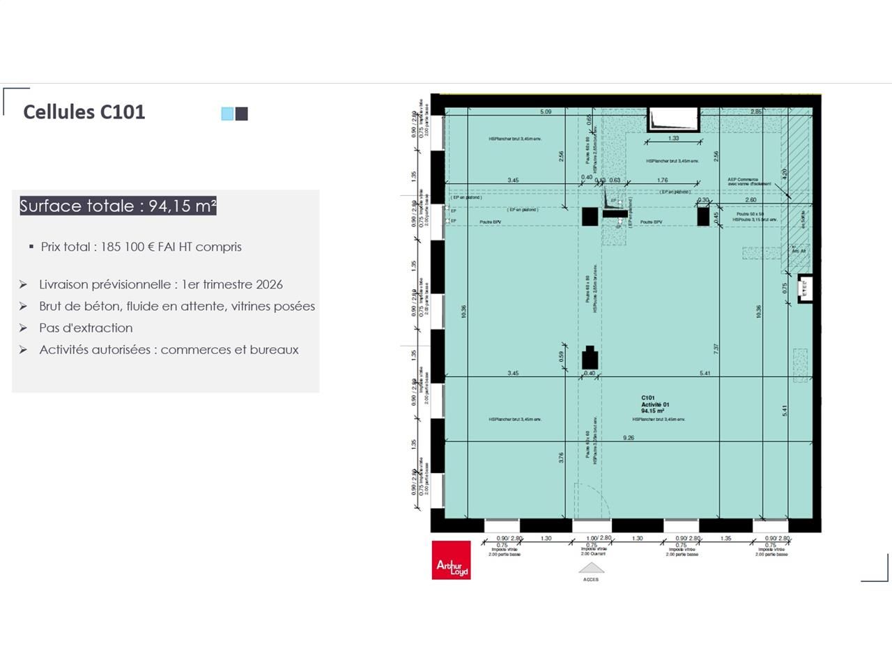 Vente bureaux 94.15 m² à FLEURY SUR ORNE
