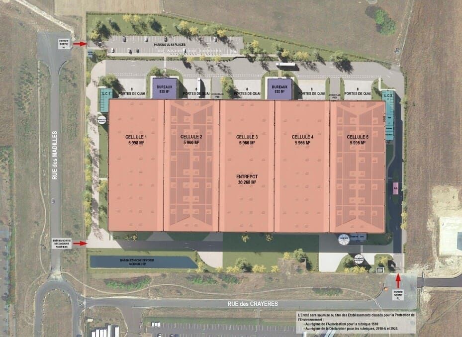 Location entrepôts 5998 m² divisibles à partir de 5966 m²