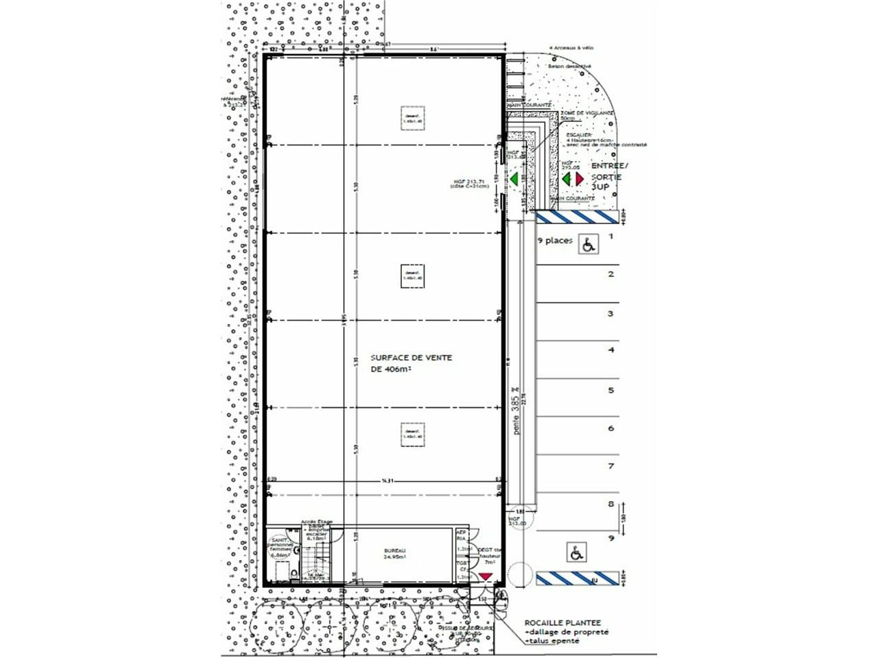 Location local commercial 513 m² non divisibles