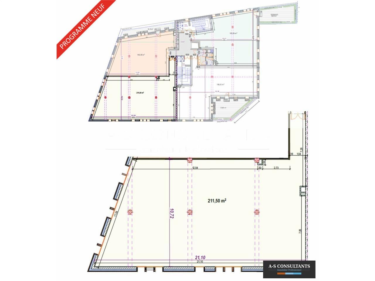 Vente bureaux 212 m² non divisibles