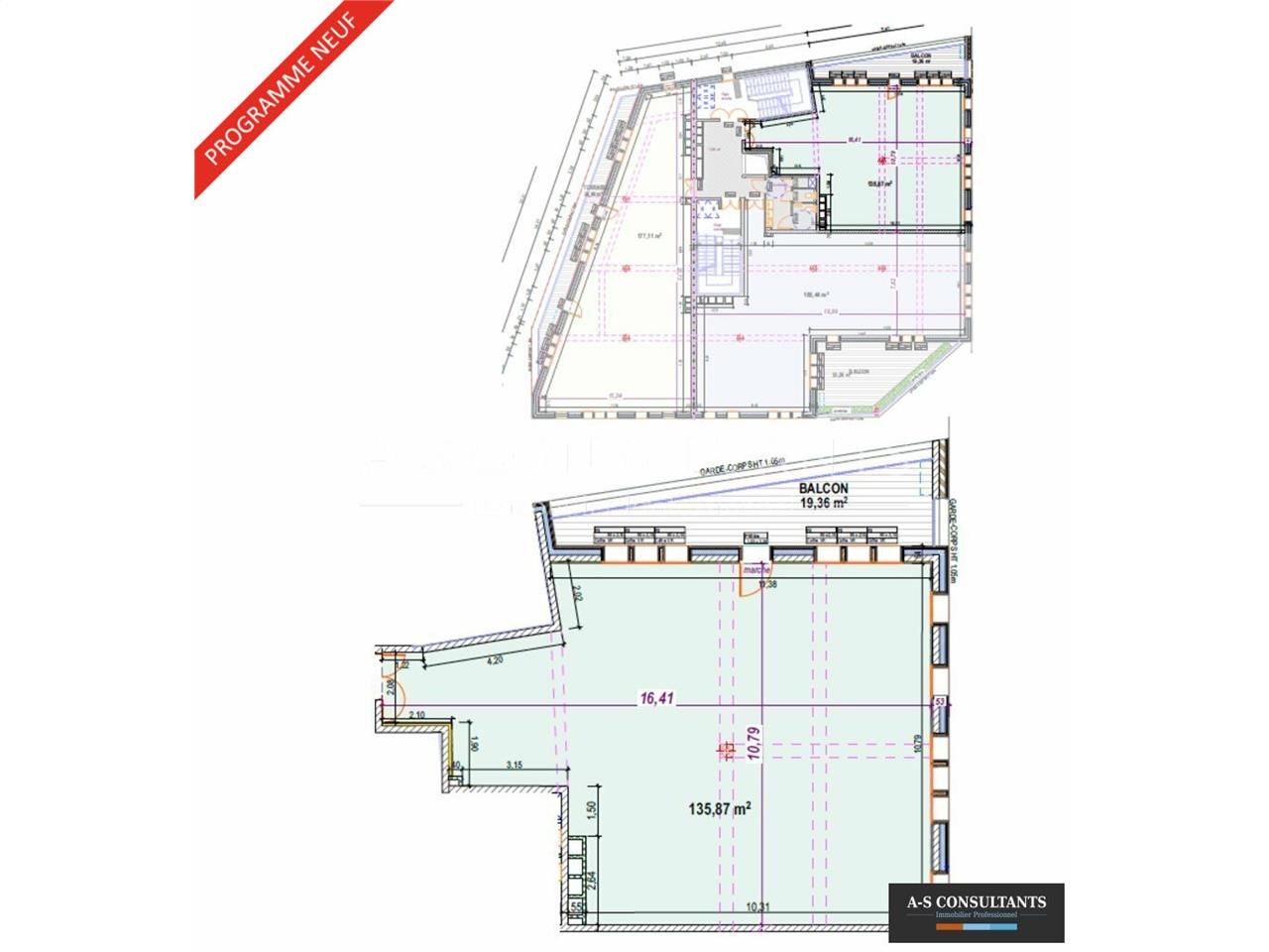 Vente bureaux 136 m² non divisibles