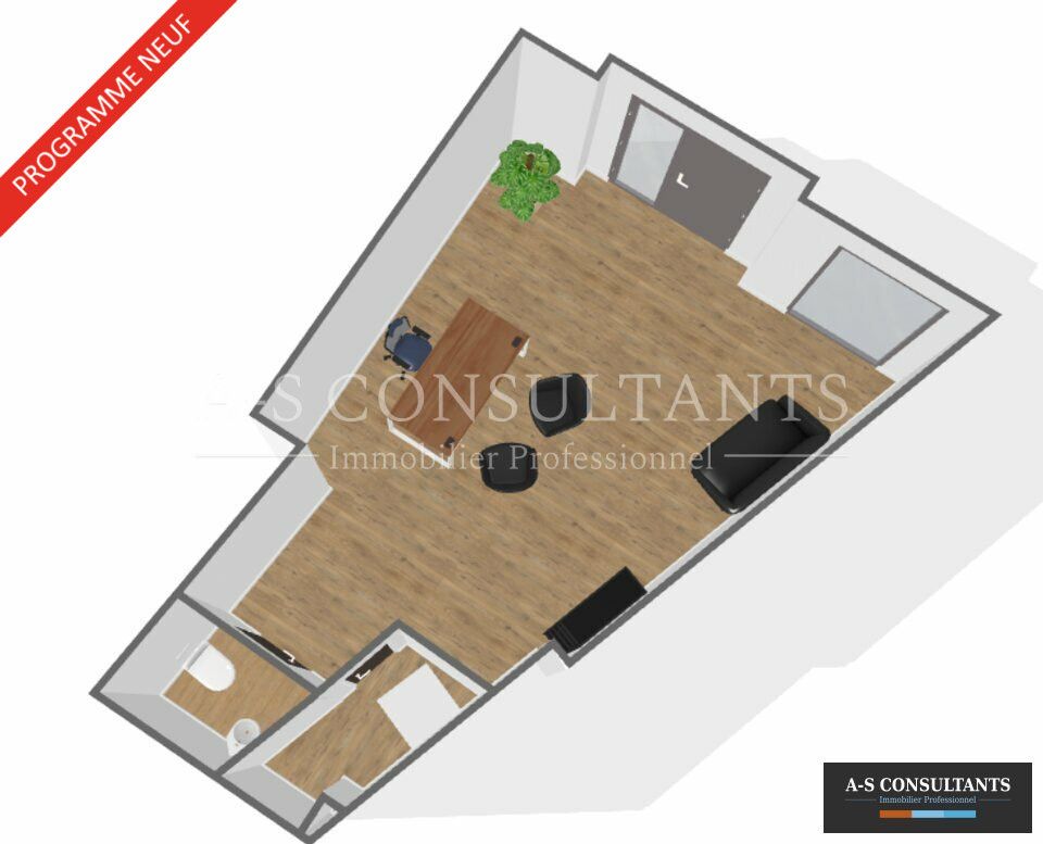 A VENDRE Chambéry (73000) - nouvel éco-quartier ancien site "Vétrotex" - bureau ou local commercial neuf en rez de chaussée avec vitrines - entièrement équipé et climatisé - 1 place de stationnement couverte incluse - 