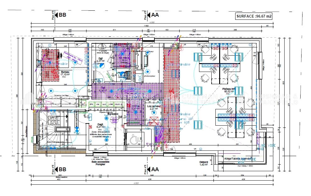 Location bureaux 90 m² non divisibles