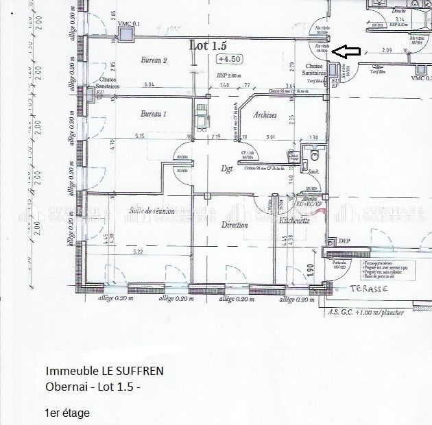 Location bureaux 165 m² non divisibles