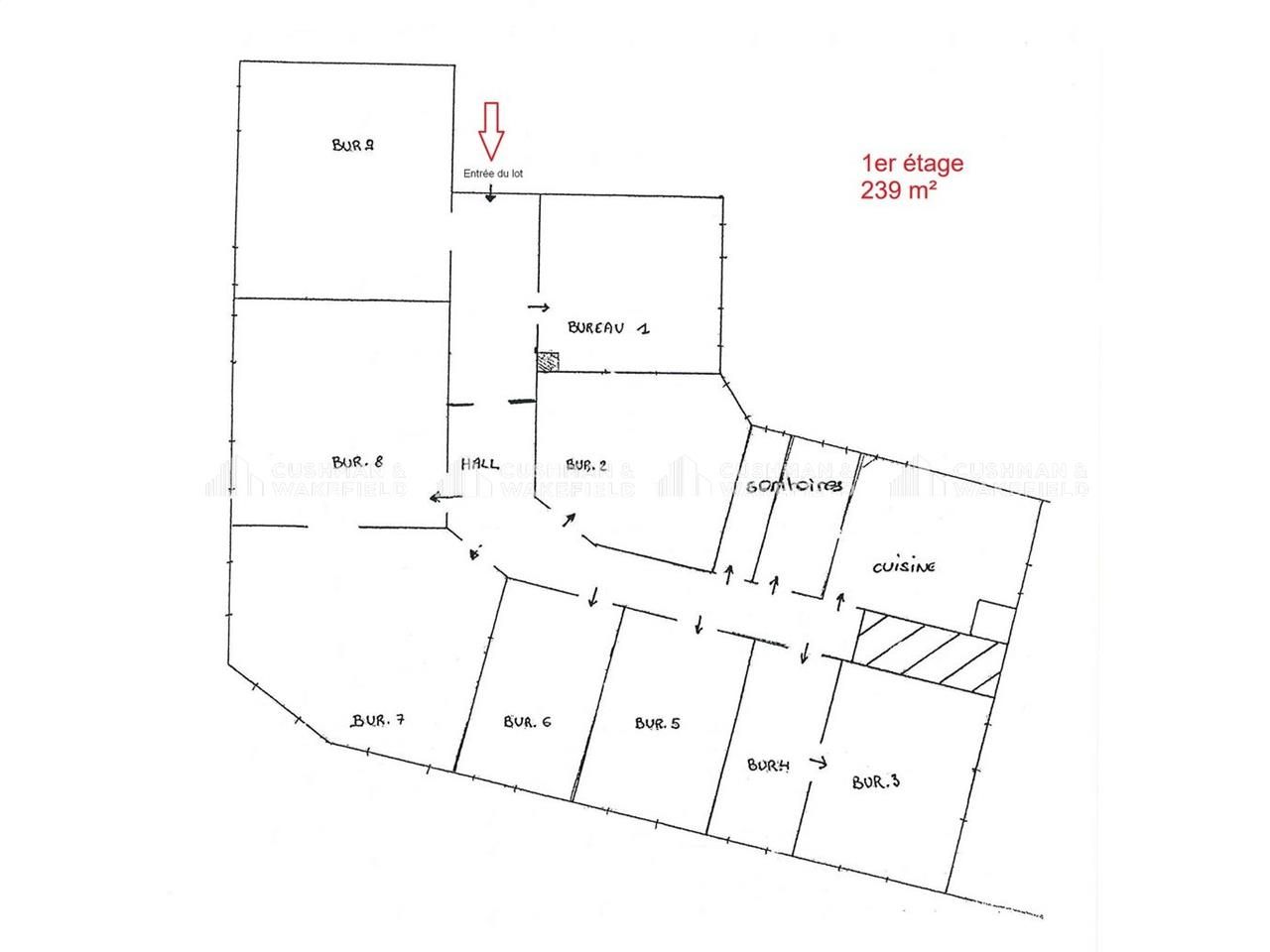 Location bureaux 238 m² non divisibles