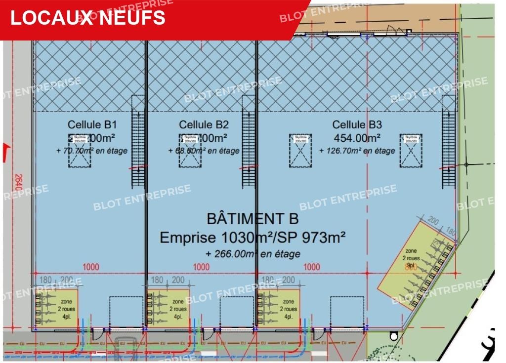 Vente entrepôts 1239 m² non divisibles