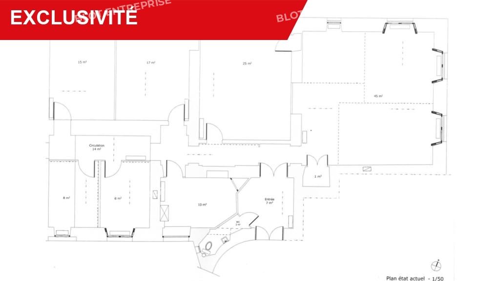 Vente bureaux 150 m² non divisibles