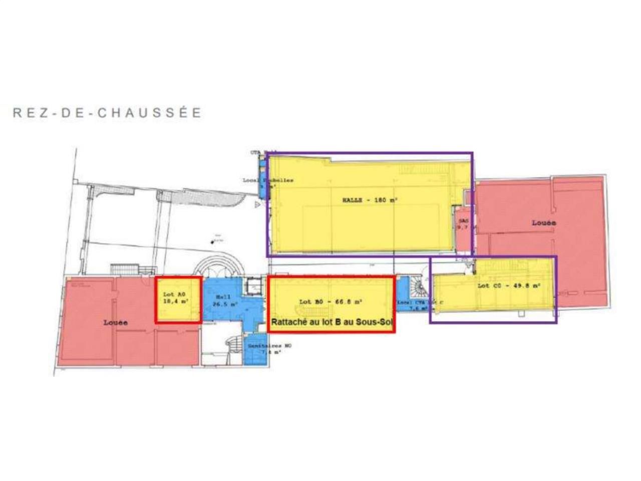 Location bureaux 120 m² non divisibles