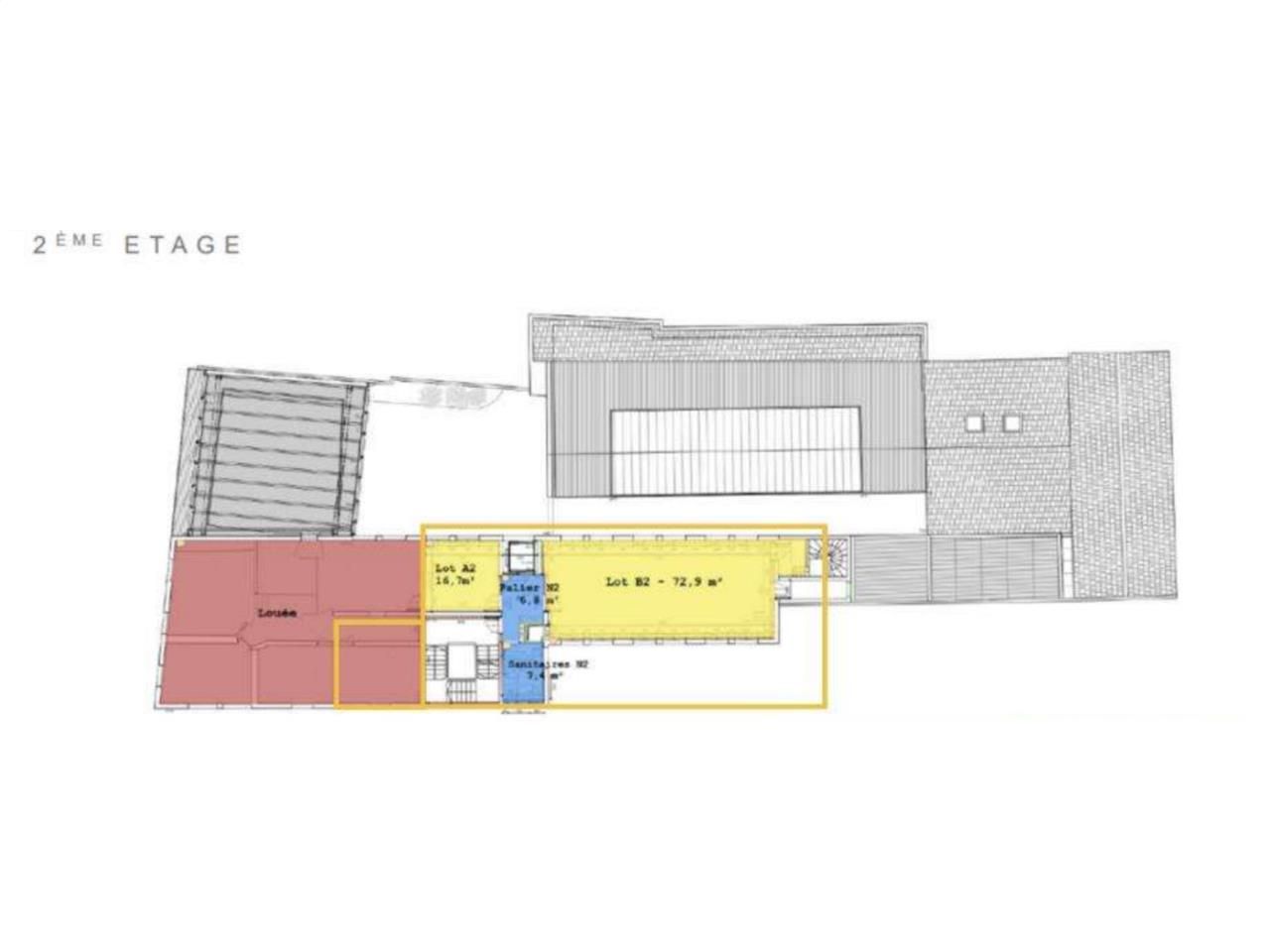 Location bureaux 136 m² non divisibles