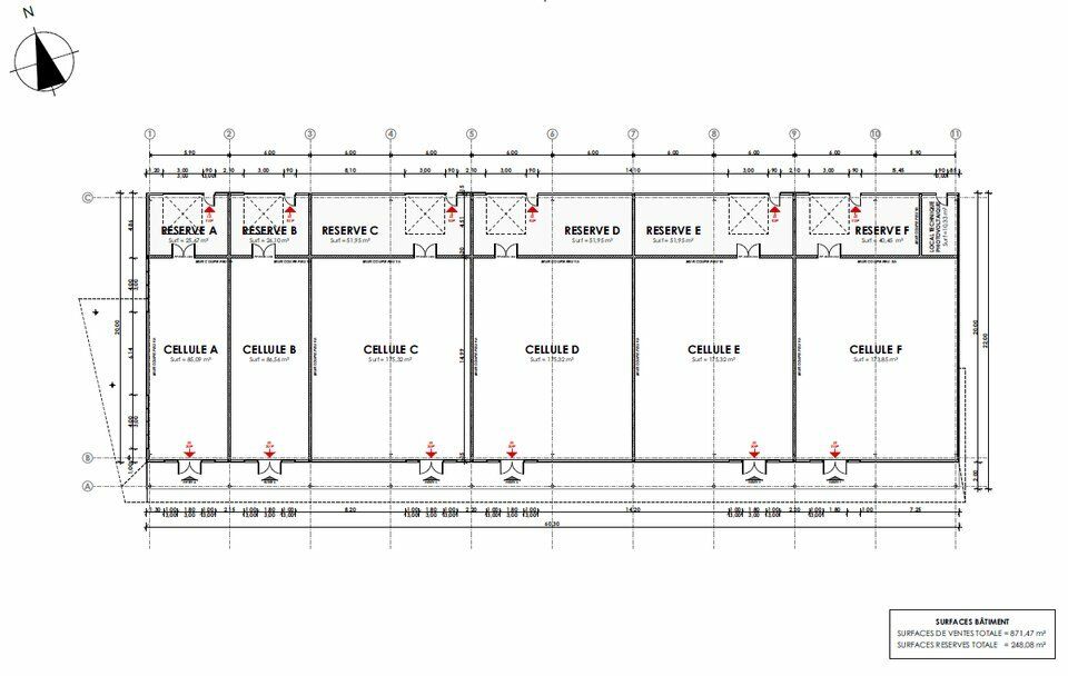A louer / A vendre cellules commerciales en BEFA / VEFA, 1120 m² divisibles, Tarbes