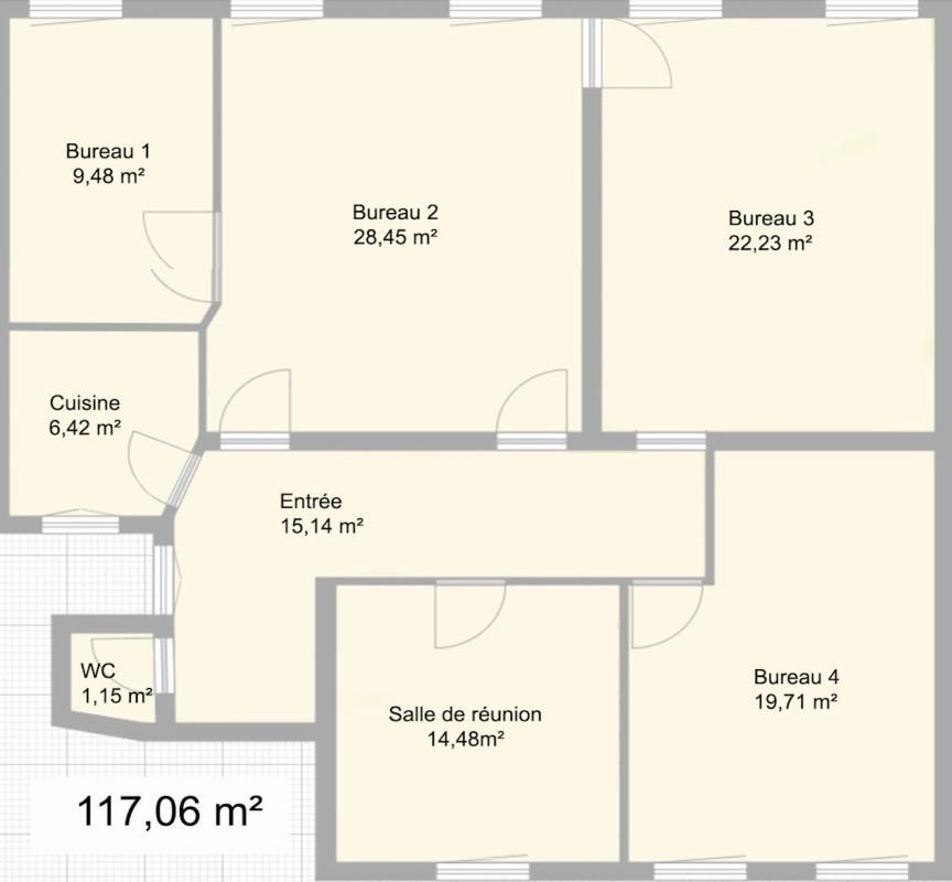 Vente bureaux 117 m² non divisibles