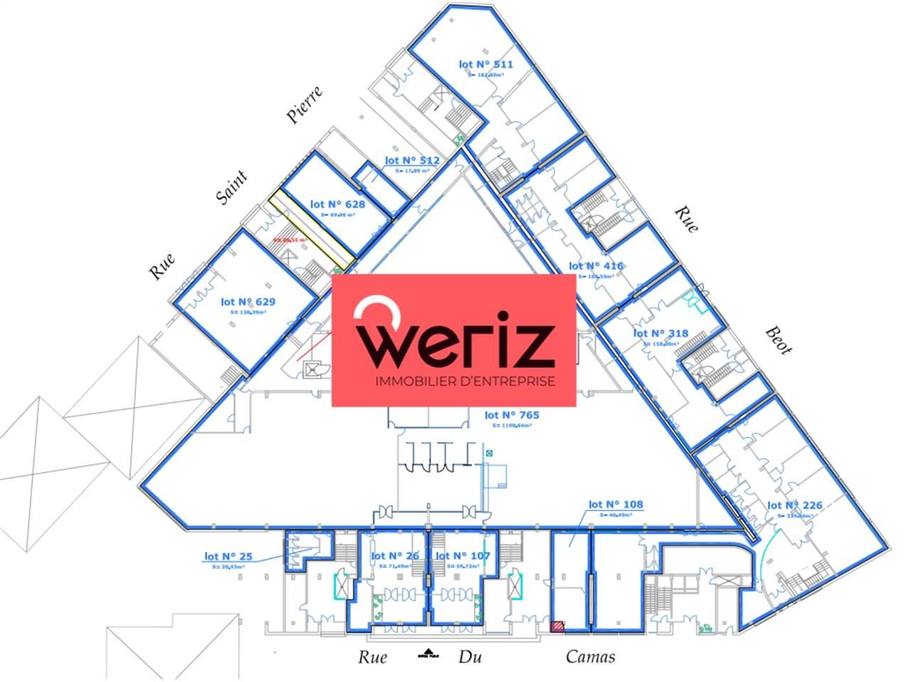 Location bureaux 3631 m² non divisibles