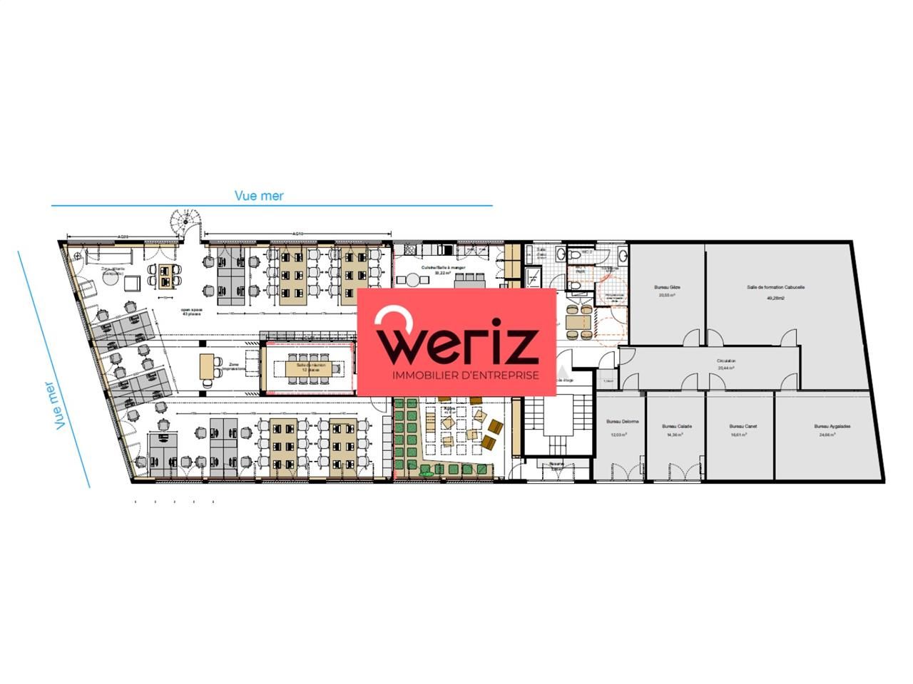 Vente bureaux 460 m² non divisibles