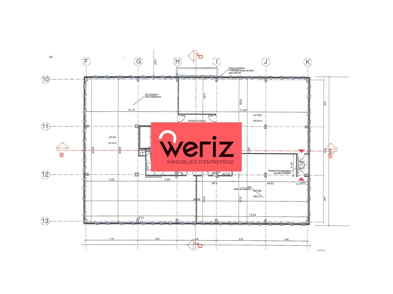 Location bureaux 160 m² non divisibles