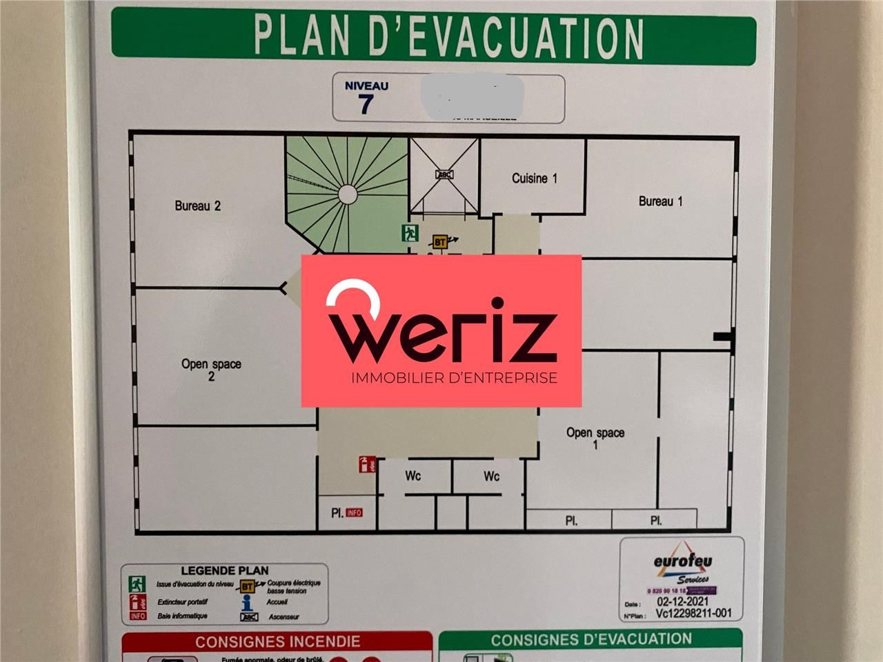 Location bureaux 169 m² non divisibles