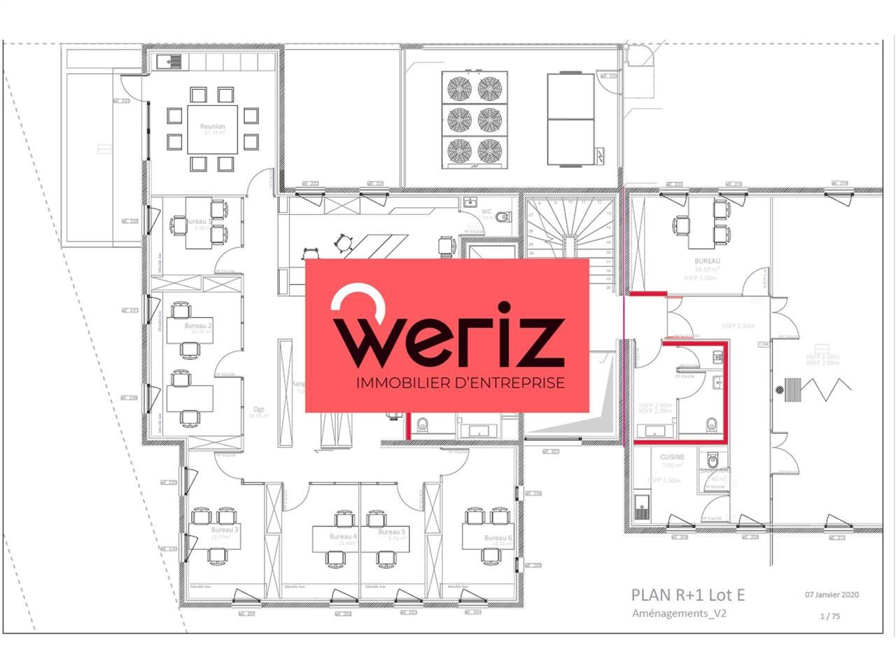 Location bureaux 298 m² non divisibles