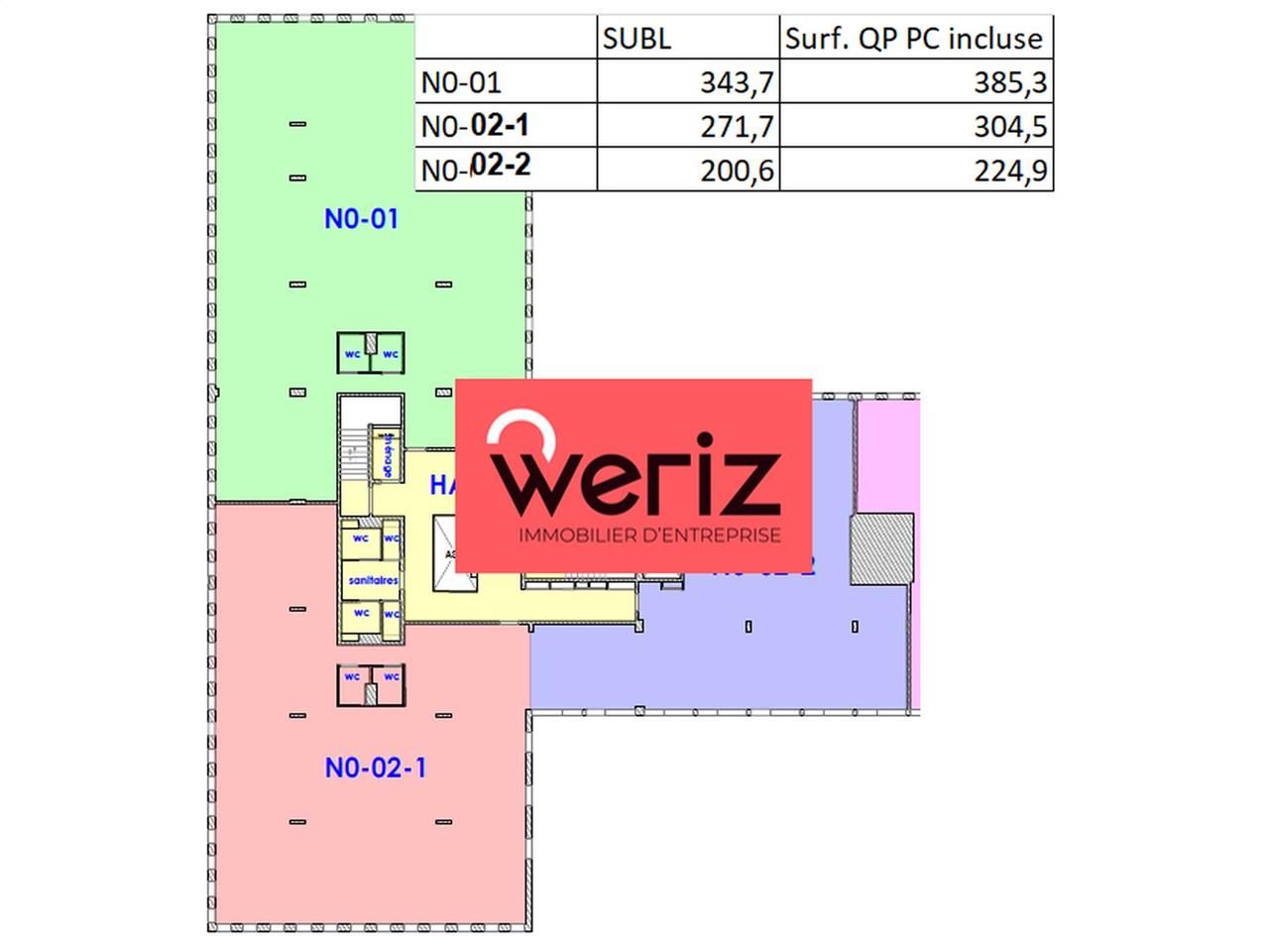 Location bureaux 610 m² divisibles à partir de 225 m²
