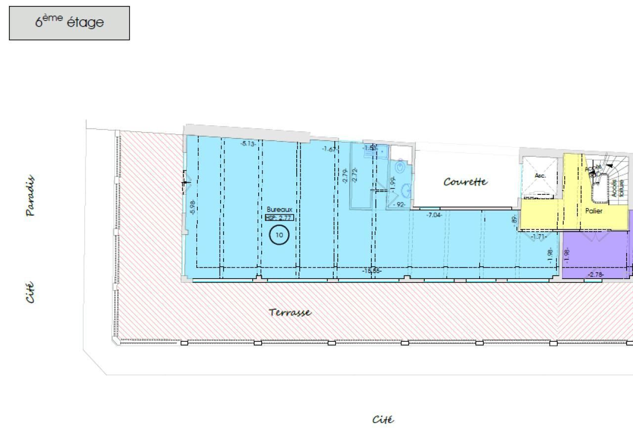 274.7 m² pour ce bureaux en location à Paris