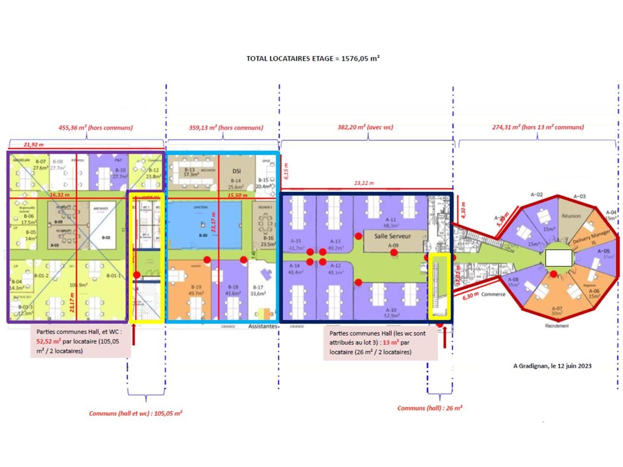 Location bureaux 490 m² non divisibles