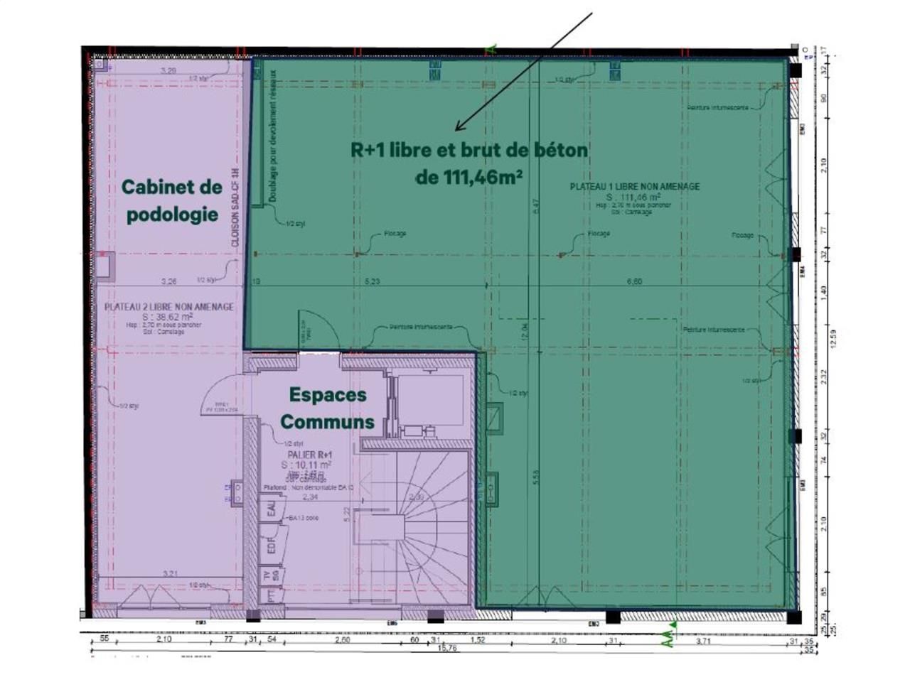 Vente bureaux 111 m² non divisibles