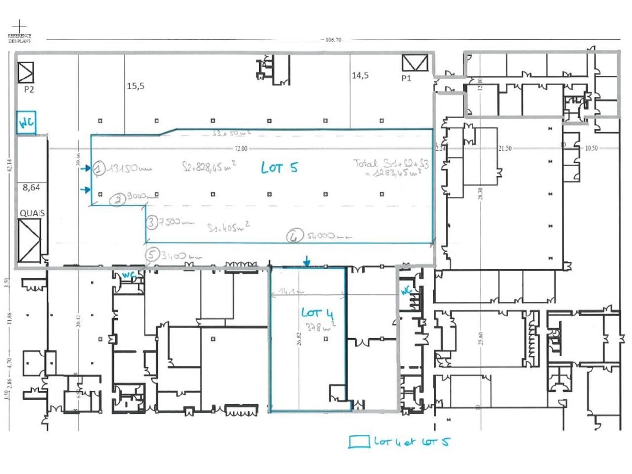 Location entrepots 378 m² non divisibles