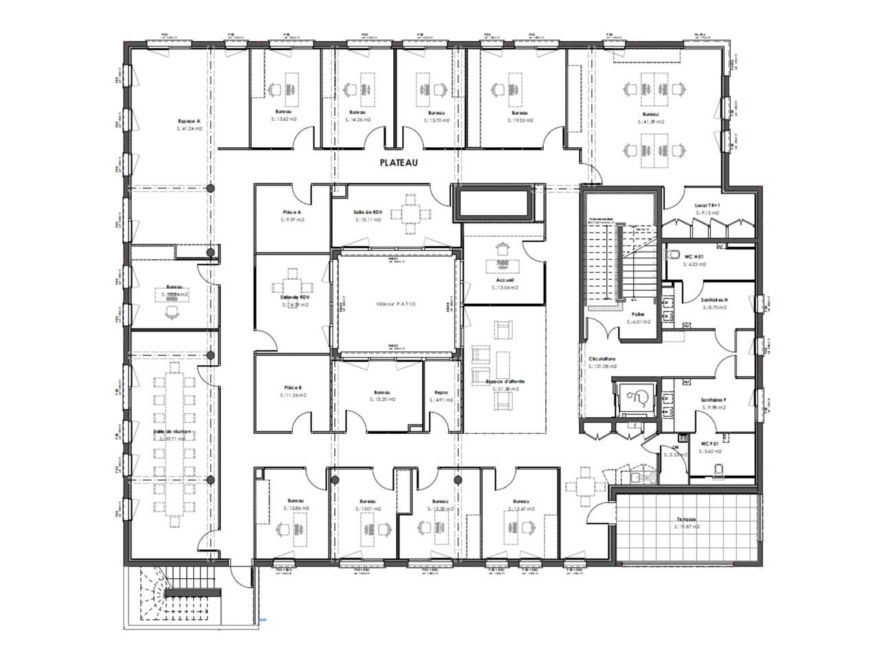 Location bureaux 536 m² non divisibles