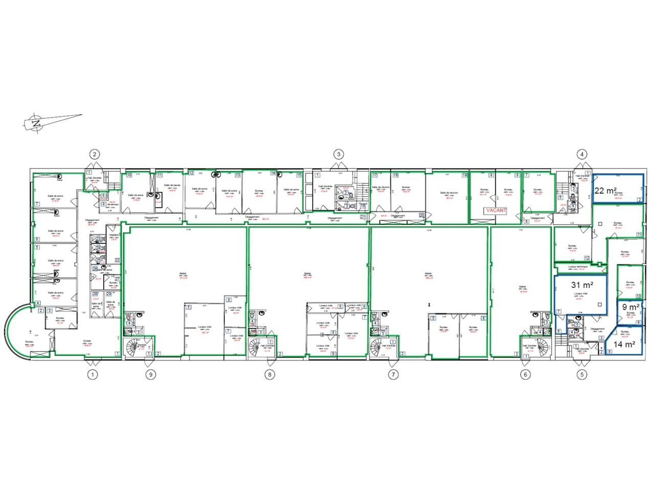 Location bureaux 1009 m² divisibles à partir de 172 m²