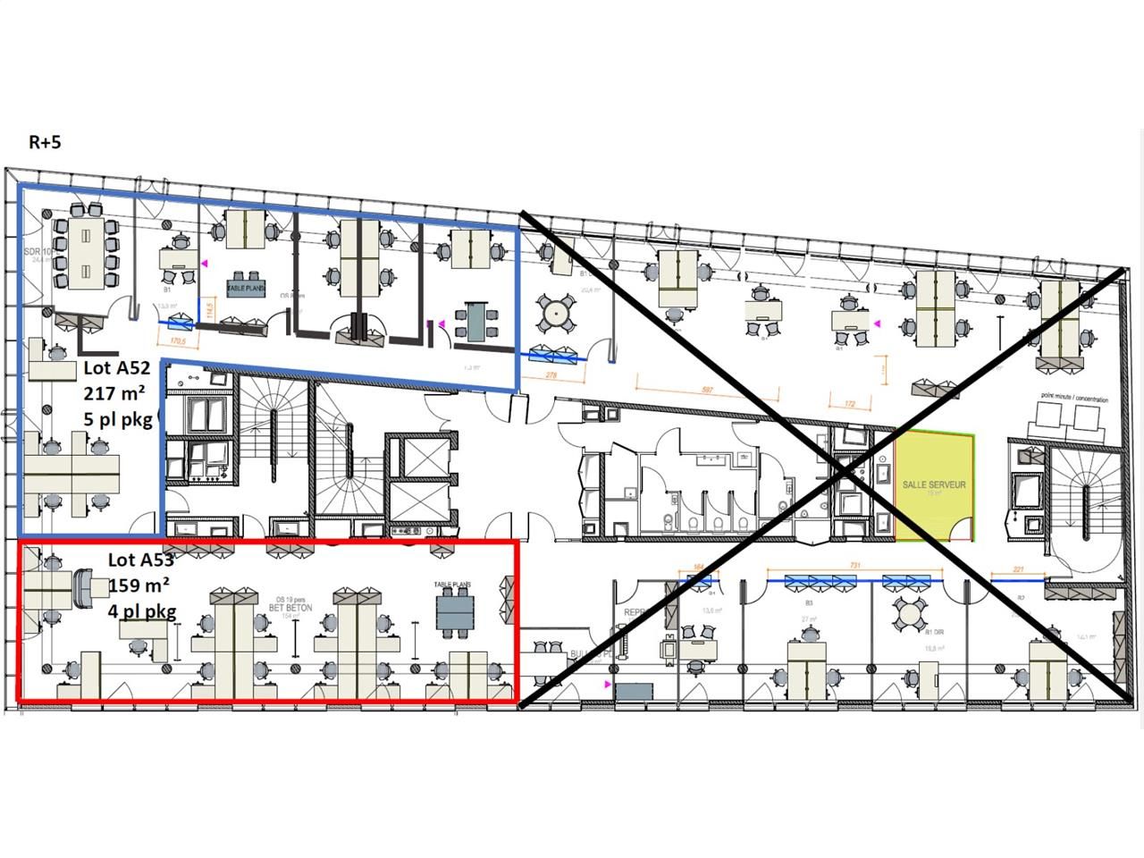 Location bureaux 376 m² divisibles à partir de 159 m²