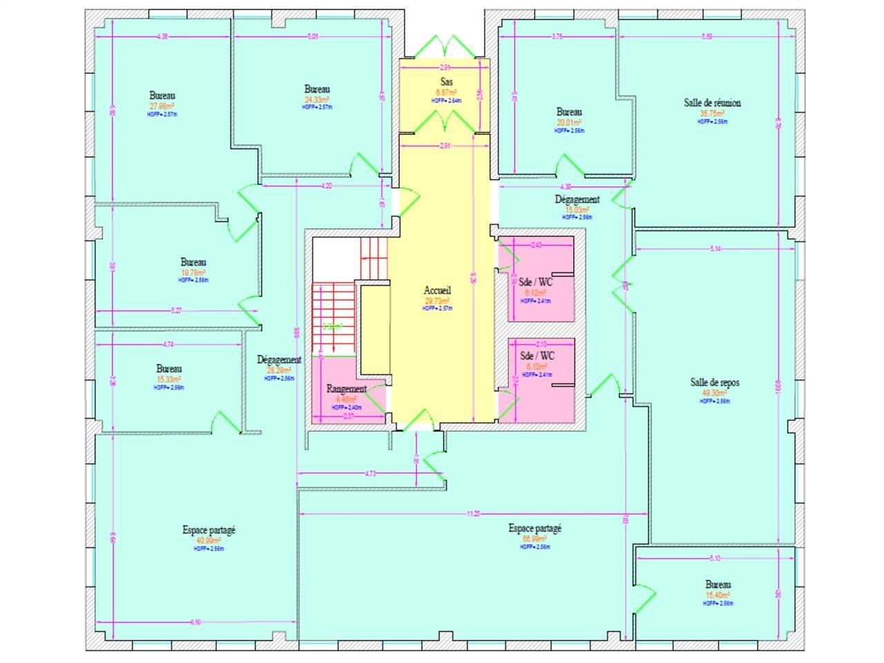 Location bureaux 851 m² non divisibles