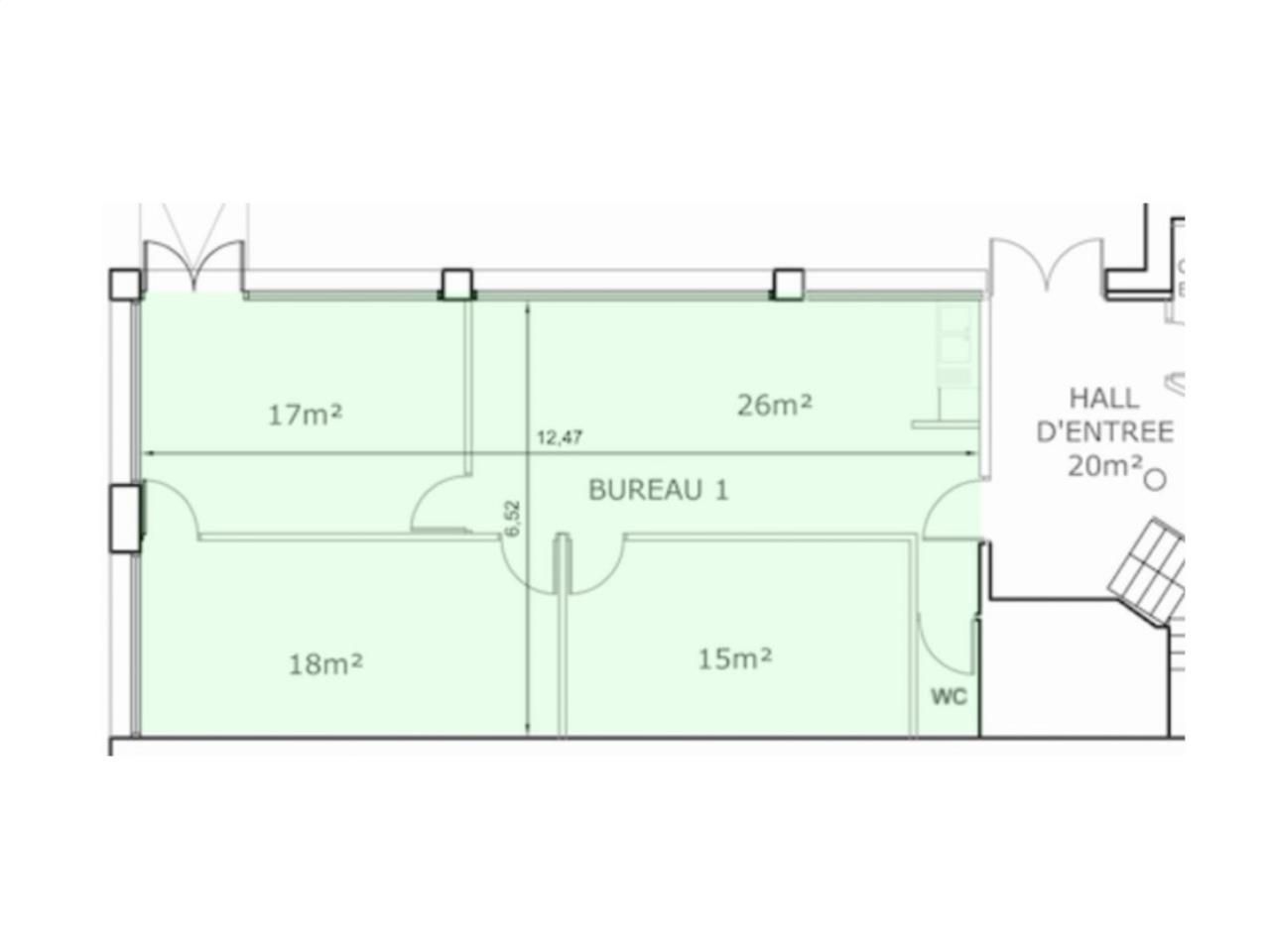 Location bureaux 81 m² non divisibles