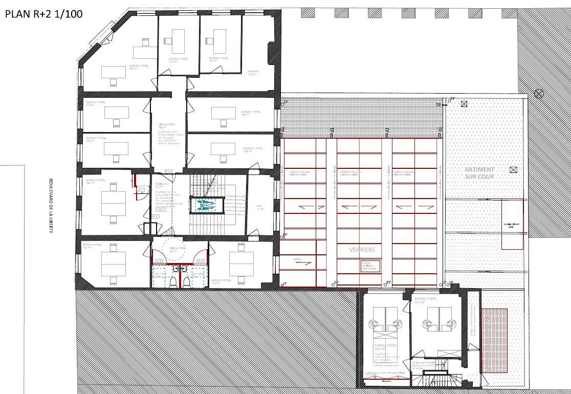 Location bureaux 213 m² non divisibles