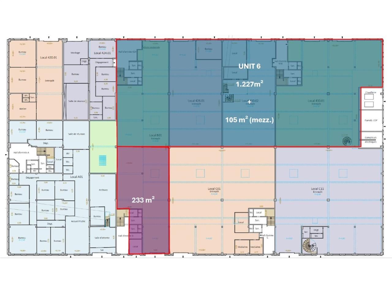 Location entrepots 2027 m² divisibles à partir de 233 m²