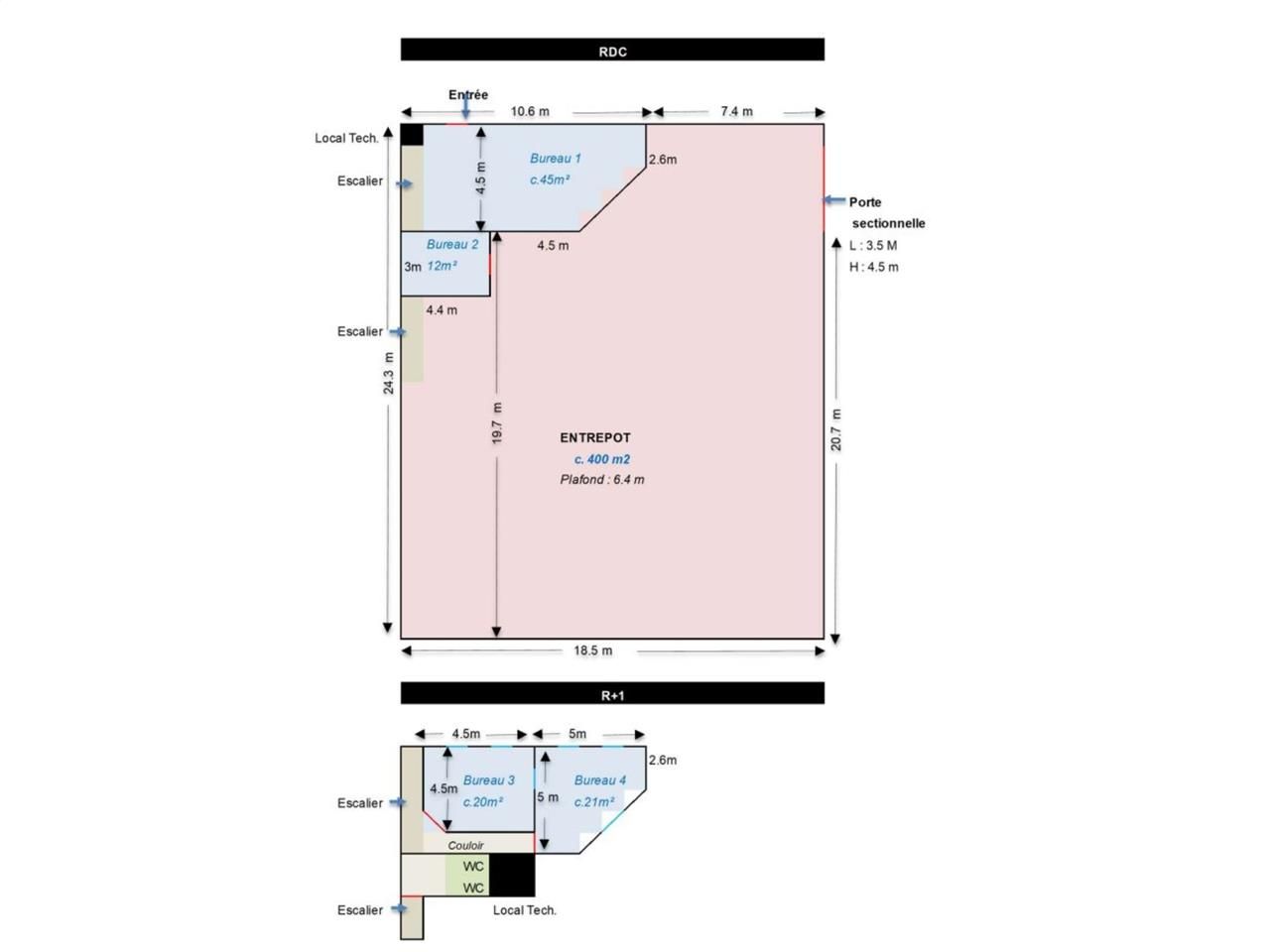 Location entrepots 830 m² divisibles à partir de 330 m²