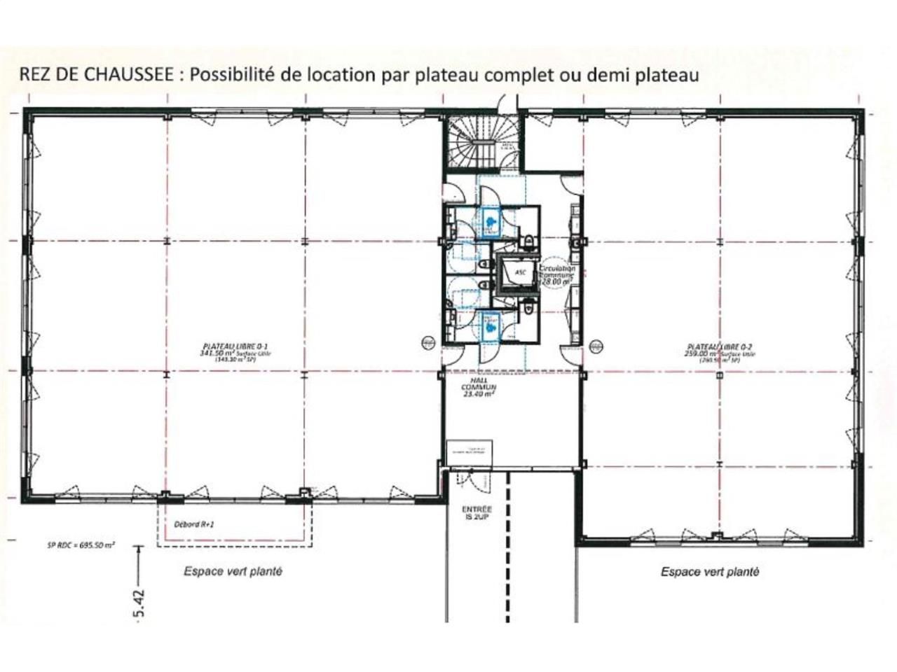 Location bureaux 1973 m² divisibles à partir de 622 m²