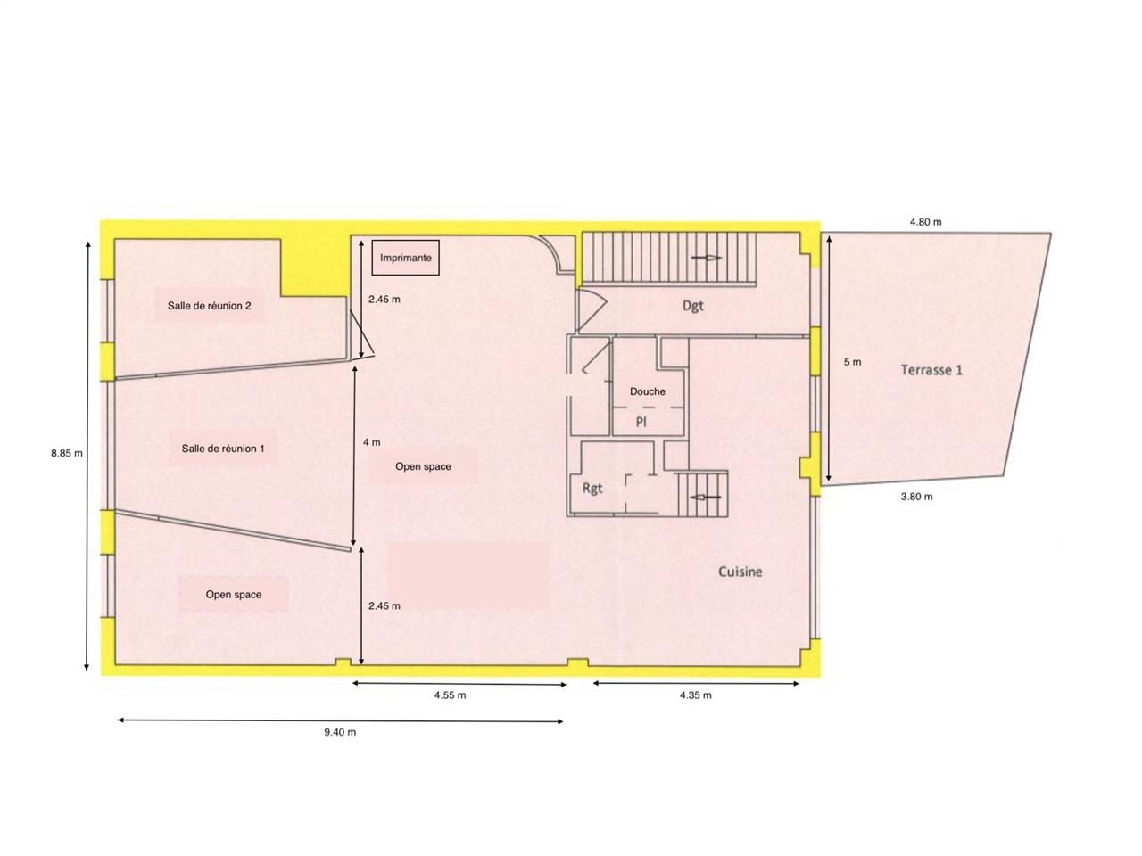 Location bureaux 150 m² non divisibles